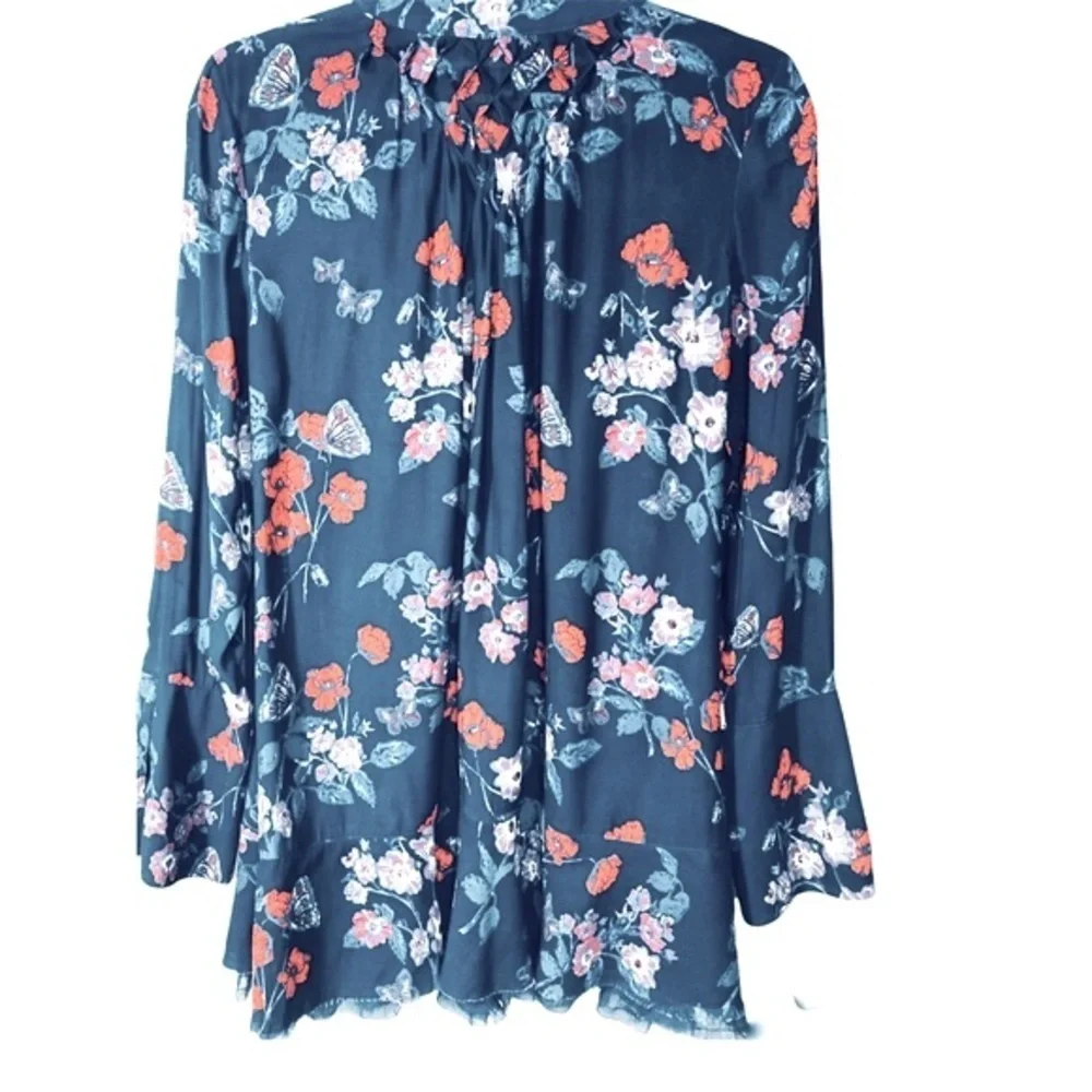 Free People Woman's Flowery Oversized Blouse Size S